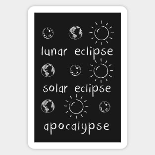 Lunar Solar Eclipse and Apocalypse Funny Science T-shirt Sticker